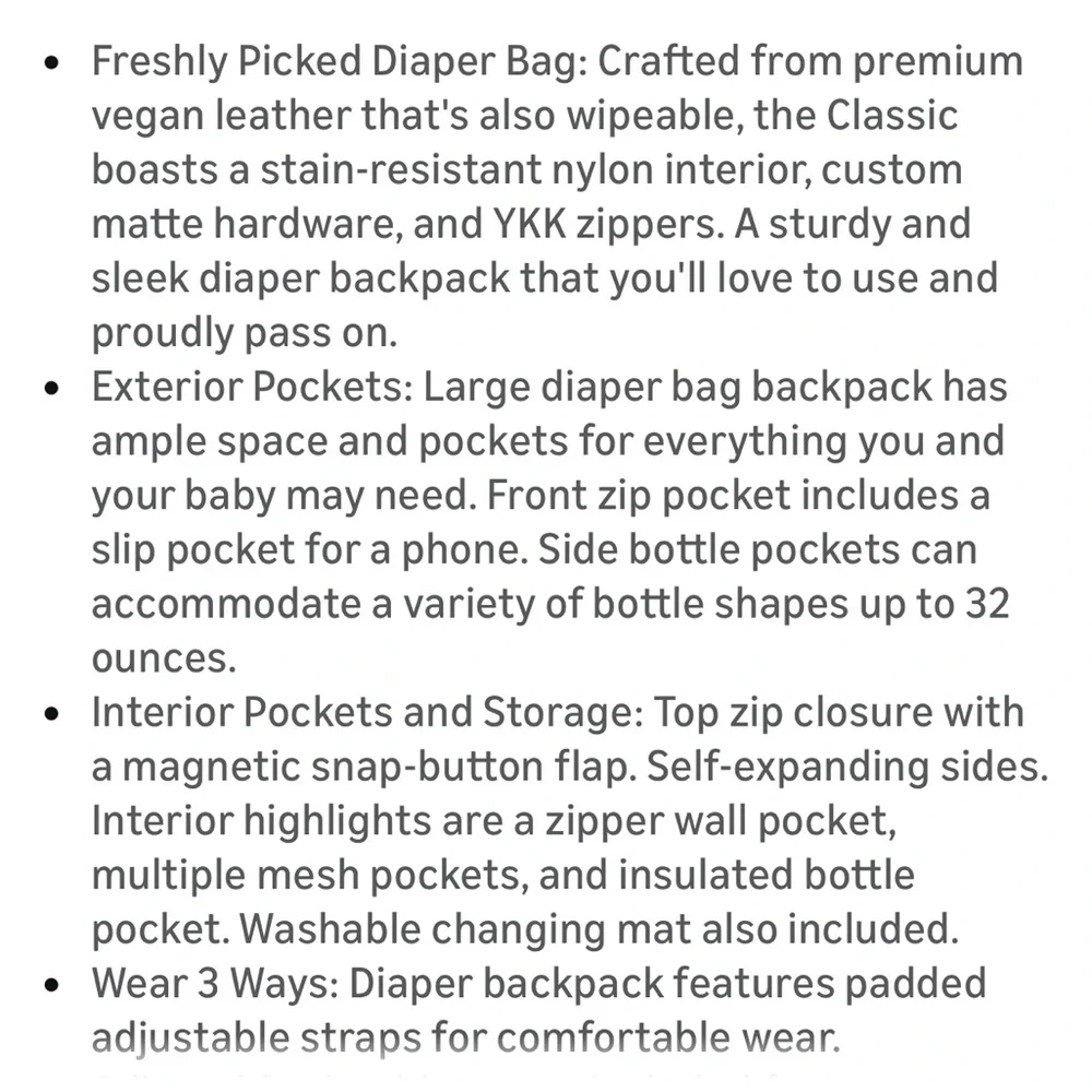 🖤Freshly Picked Black Leather Diaper Bag Backpack